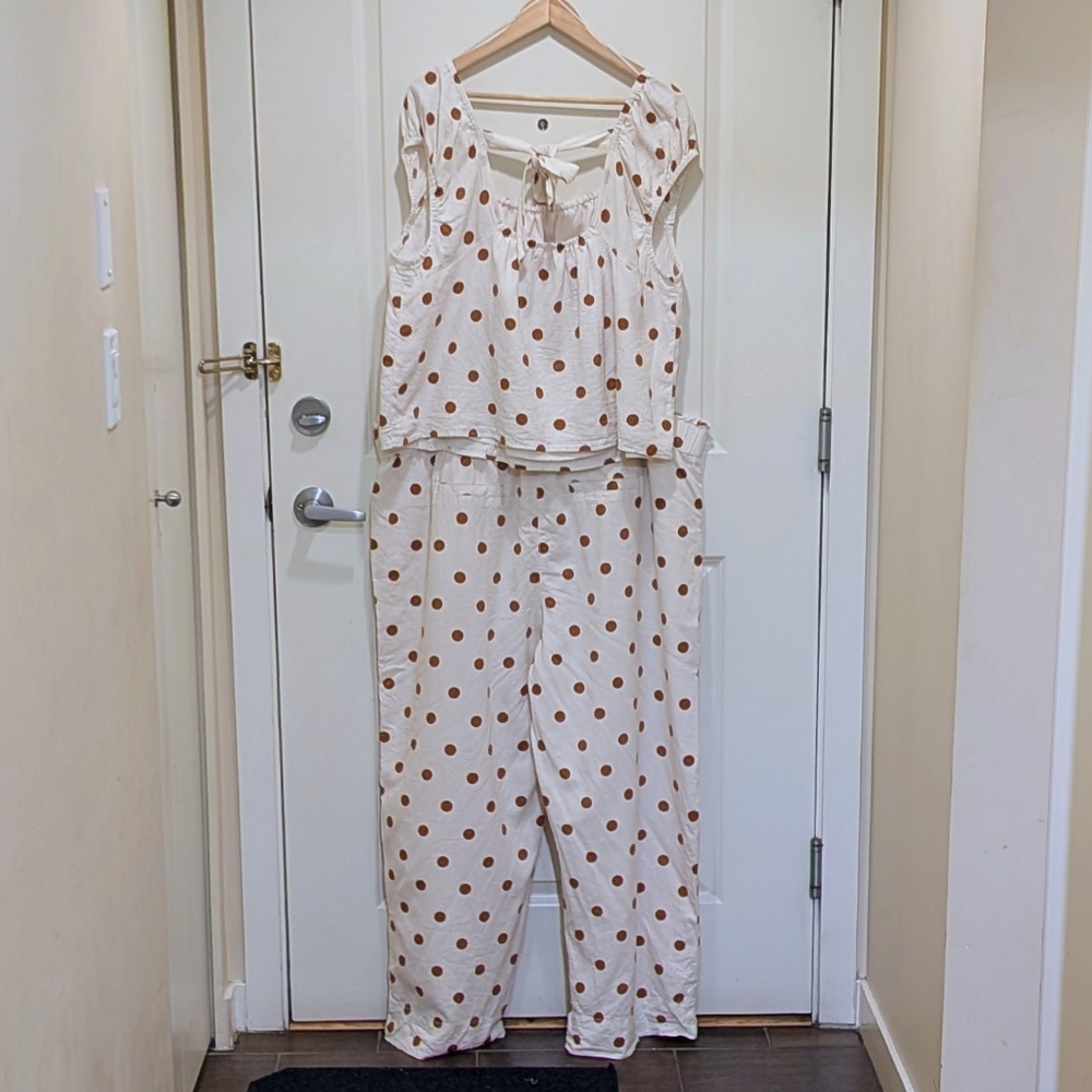 EUC Penningtons 1X/2X Linen and Cotton Blend Polka Dot Co-Ord Set - Picture 2 of 6